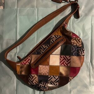 Patchwork Leather Hobo Bag - Multicolor